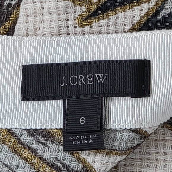 J. Crew Gold Foil Cream Green Leaf Print Cotton Pencil Skirt - 6 - Picture 9 of 12